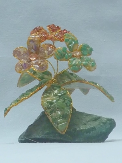 Drei Blumen (± 7 cm) mit Jaspis, Türkis und Amethyst